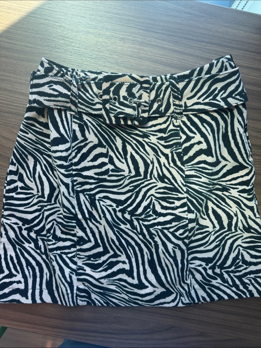 wild fable Black & White Zebra Print Belted Mini Skirt